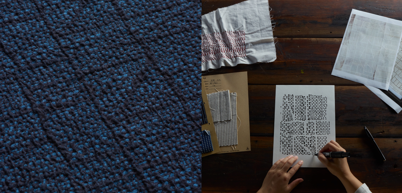 インディゴつぎはぎ刺子ジャガード｜あの布のこと、話したくて。vol.1